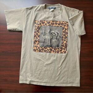 Vintage Zebra T Shirt Cheetah Print Size Medium USA Made